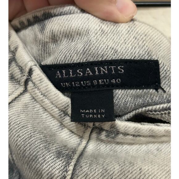 All Saints Women's Size 8 Denim Skirt Y2K Mini Skater Acid Washed Preppy - Picture 3 of 10